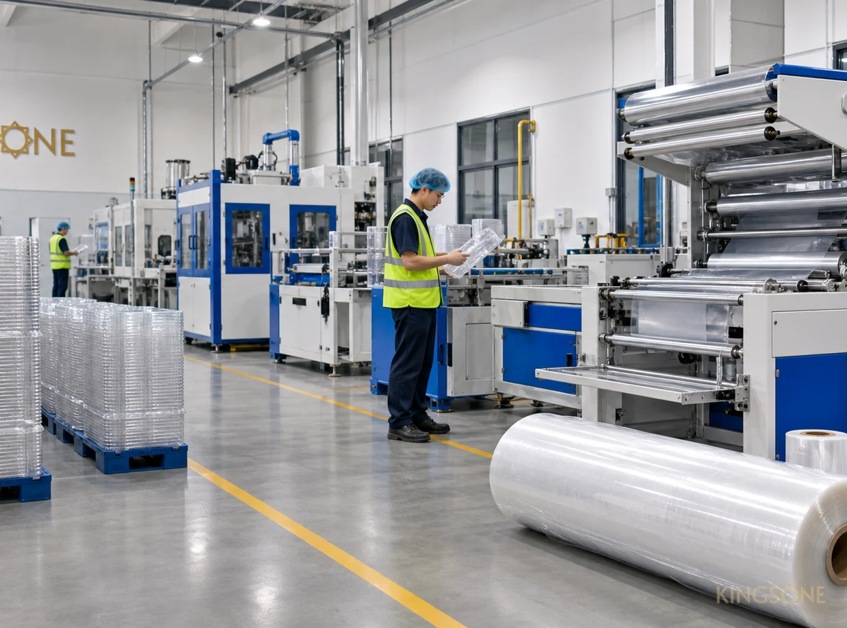 Planta organizada de producci&oacute;n y materiales de packaging